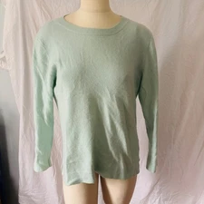 Norm Thompson Size Large L 100% Cashmere Sweater Mint Green