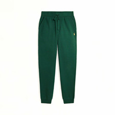 Polo Ralph Lauren Boys Green Fleece Jogger Pants Plaid Trim Pockets M