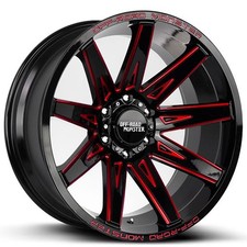 Off-road Monster Wheels M25 20x10 Gloss Black With Candy Red Milled 4pcs B2 Off-road Monster Wheels M25 20x10 Gloss Black With Candy Red Milled 4pcs B2