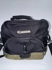 Canon Camera Bag Padded SLR Multi Strap  Black & Green Carry Tote Shoulder Case