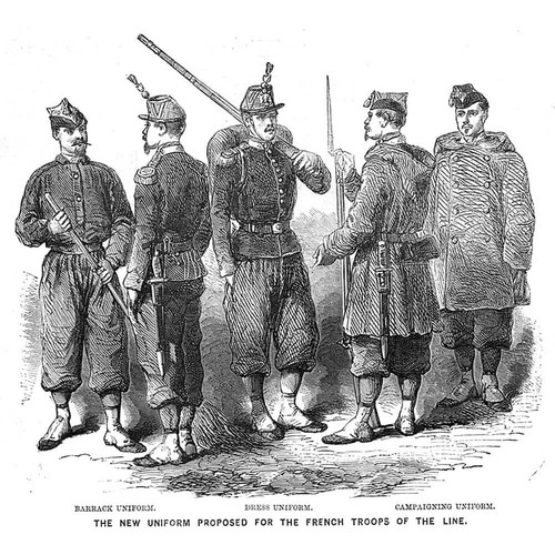 FRANCE Proposed New Uniform for Troops of the Line - Antique Print 1860