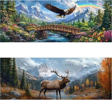 2 Pck Large Diamond Art Kits for Adults, Eagle  Elk Diamond Painting Art Animal
