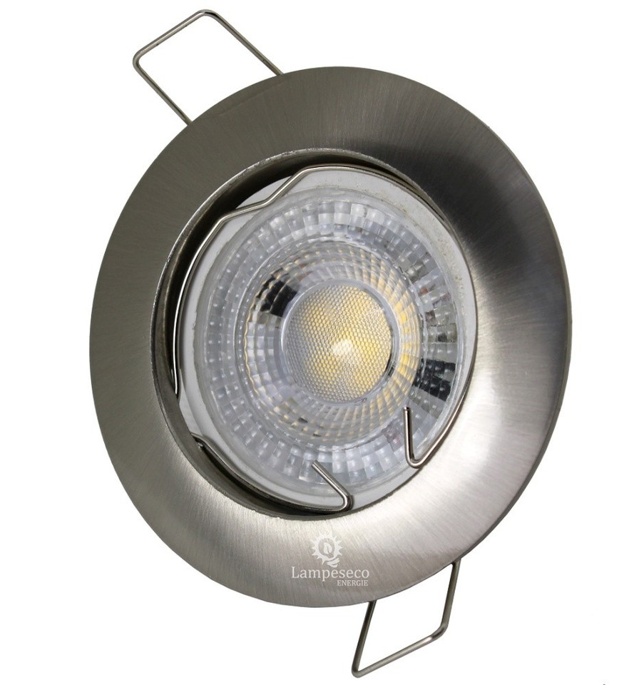 Lot de 20 Spot encastrable led fixe complet alu brossé blanc chaud 38°
