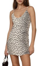 Reformation Ventura Mini Slip Dress XS Cheetah Animal Print Spaghetti