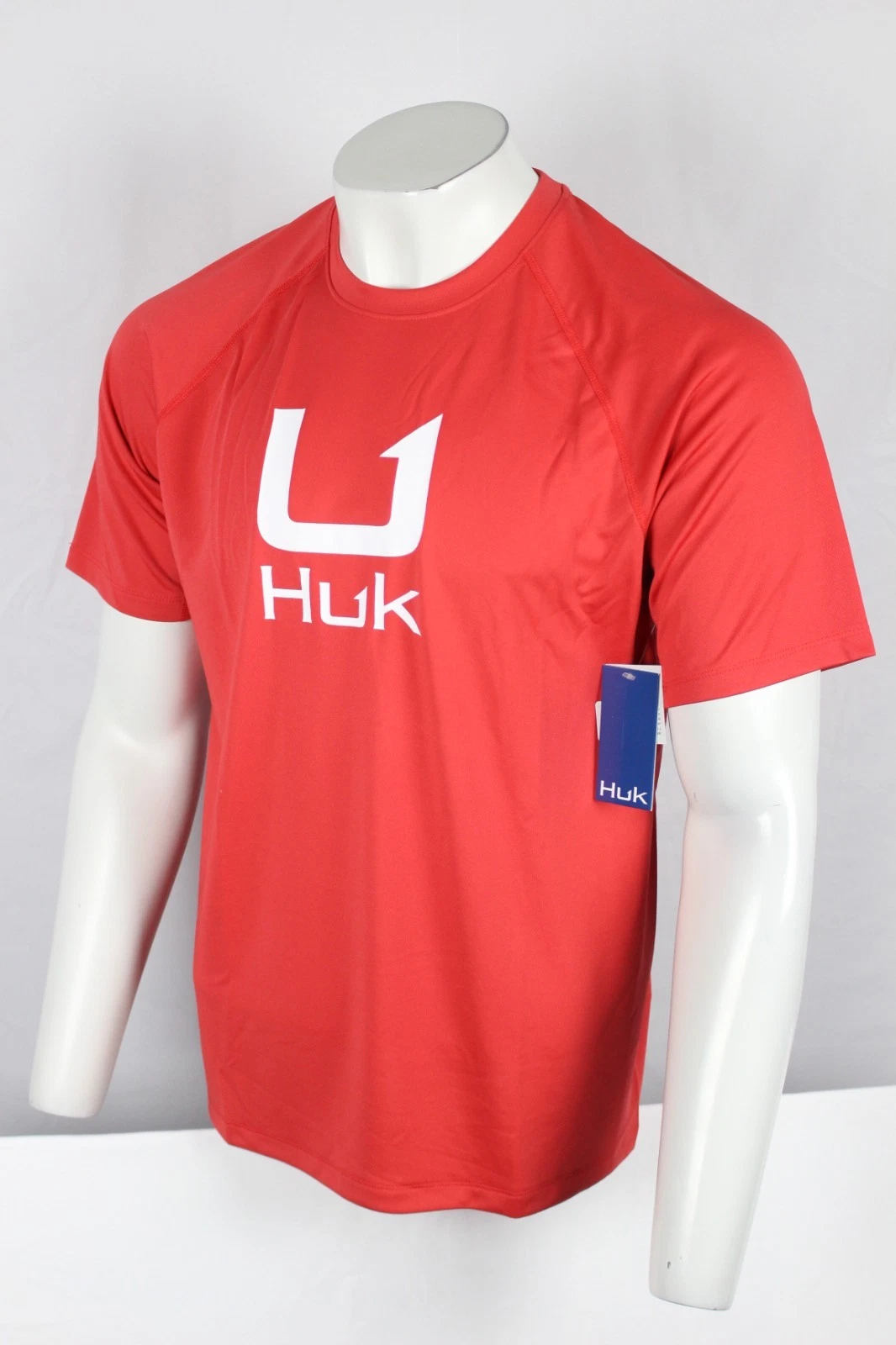 Huk Fishing Men's Icon Short Sleeve Crew T Shirt M Medium Red Graphic UP 50+