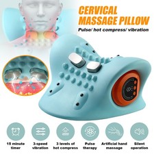 Electric Neck Massager Pillow Thera Pillow Traction Massager with Heat Vibration