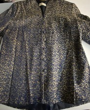 Brocade Navy And Gold Chinese/Asian Evening Jacket ,Yifei See Measurements