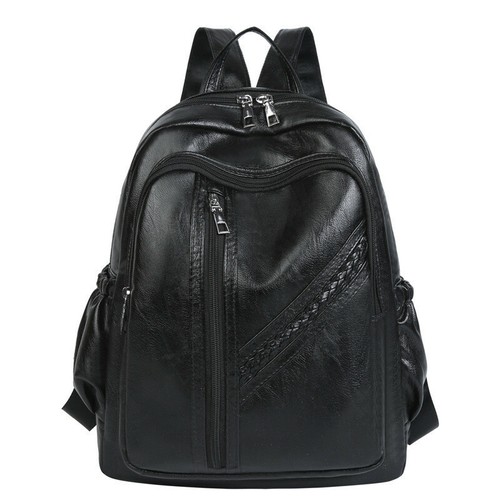 Damen Schwarz PU Leder Rucksack Schultertaschen Vintage Freizeit Große Kapazität - Bild 6 von 13