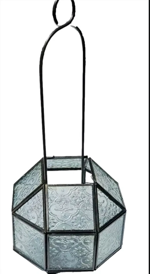Outdoor Frosted Glass Lantern/Vintage/Iron/16"Lx7"W/ - Image 4 of 4
