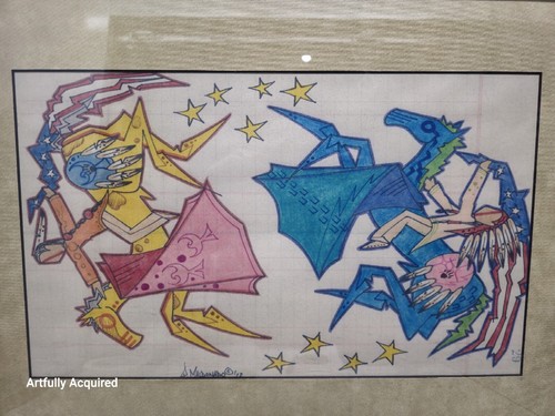 Native American Ledger Art by Quentin Maldonado 2012 Lakota Indian Art Framed - Picture 19 of 24