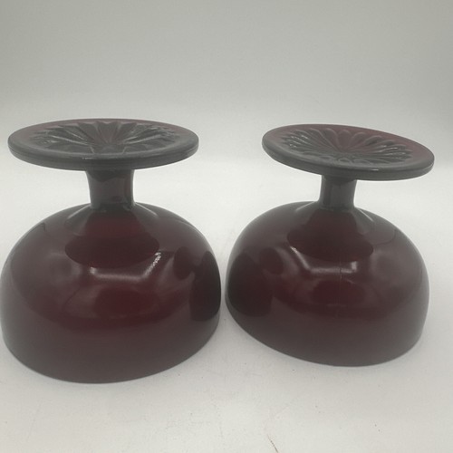 2 Vintage Anchor Hocking Royal Ruby Sherbet Champagne 3" Dessert Cups - Picture 9 of 12