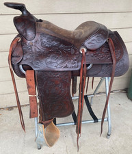 Used/Vintage 1960's G. H. Vaught 15" tooled leather Western saddle US made