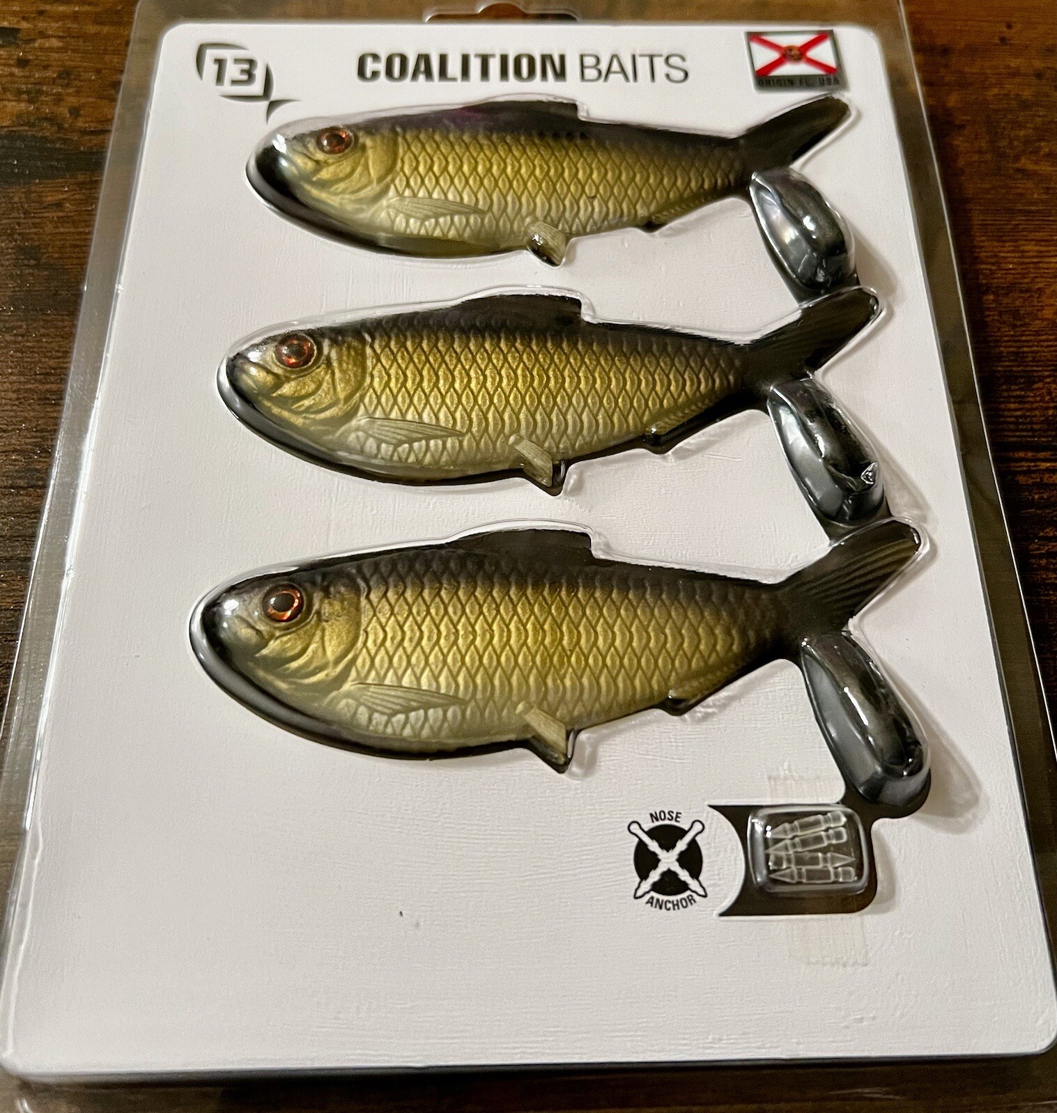 13 pk 13 Fishing Coalition Bait Co Dine Swimbait Lures GOLD RETRIEVER