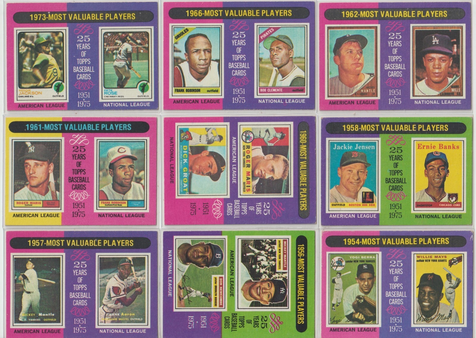 1975 TOPPS; 9 DIFFERENT MOST VALUABLE PLAYERS BASEBALL CARDS eBay