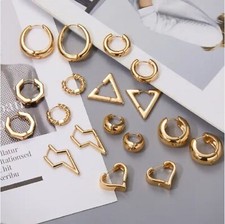 18K Gold Plated Geometric Earrings Triangle Hoop Heart Hoop earrings For Women