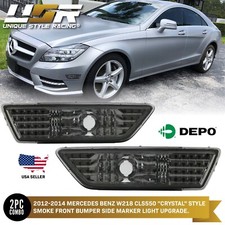 Crystal Smoke Bumper Side Marker Lights For 2012-2014 Mercedes W218 Cls 550