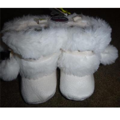 Baby Girls First Steps Faux Fur PomPom Boots Booties Shoes Size 3 6 9 12  mo NWT