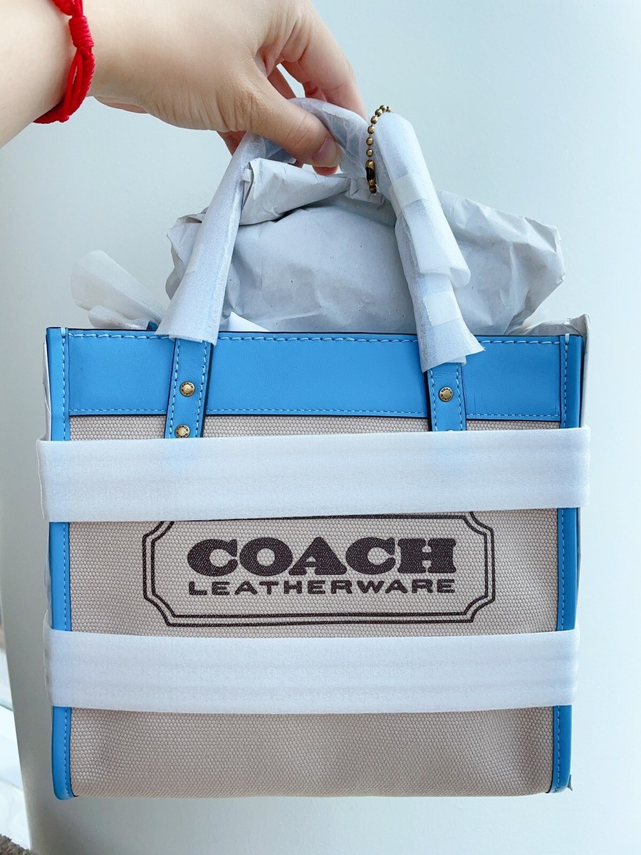 Coach Pool Leather Natural Canvas Field Tote 22 Bag CH740