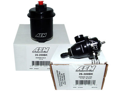 AEM Adjustable Fuel Pressure Regulator + High Volume Filter (25-300BK+25-200BK)