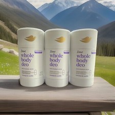 Pack 3-DOVE WHOLE BODY DEODORANT ANTI-FRICTION STICK COCONUT  VANILLA 2.6oz