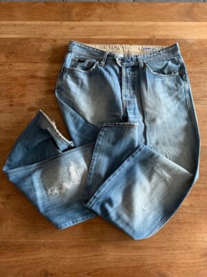 Herren Jeans Marke Gas W32 blau blue Style guter Zustand Hingucker mit Löcher