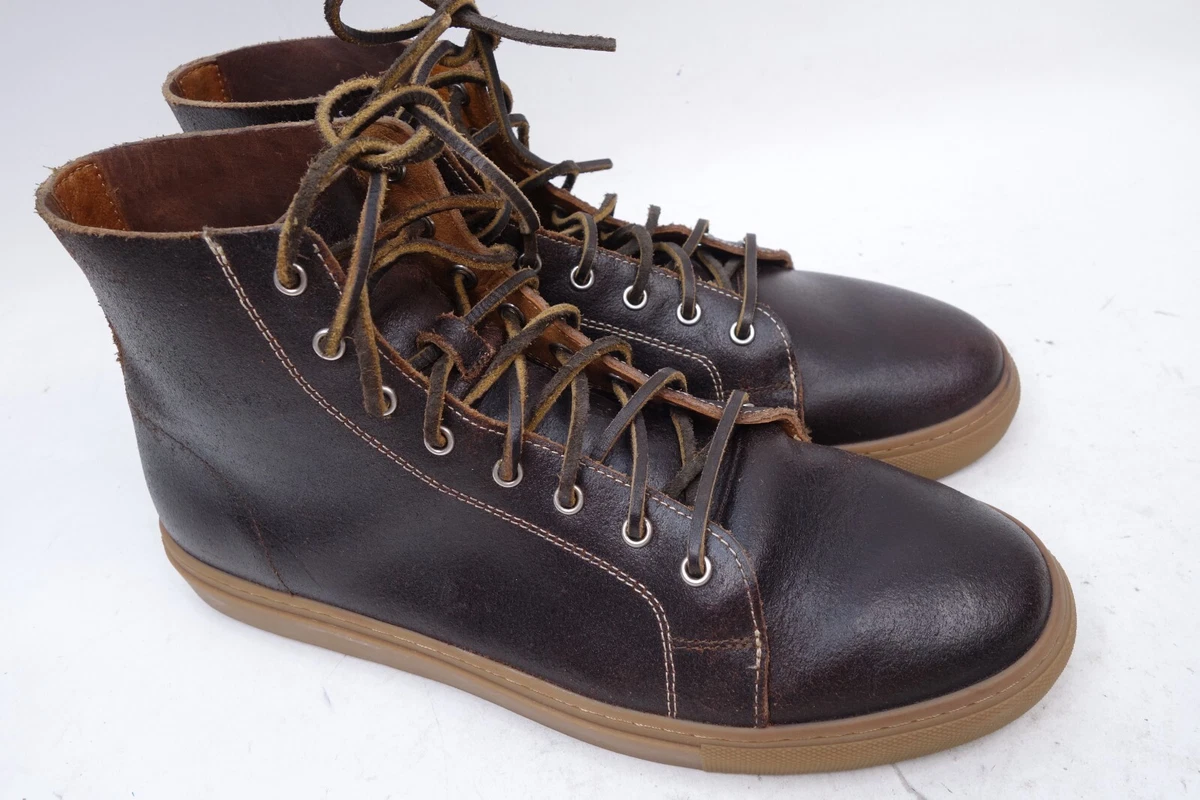 High top store leather sneakers