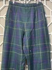 Vintage Pendleton Pants Womens 10 Green Blue Celebration Tartan Plaid Wool 29x29