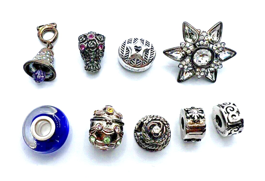 Authentic Chamilia Beads Charm Lot of 9 Sterling Silver 925 6 Beads 3