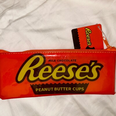 Reese s Peanut Butter Cup Chocolate Vinyl Zip Rectangle Pencil Make Up Case NWT