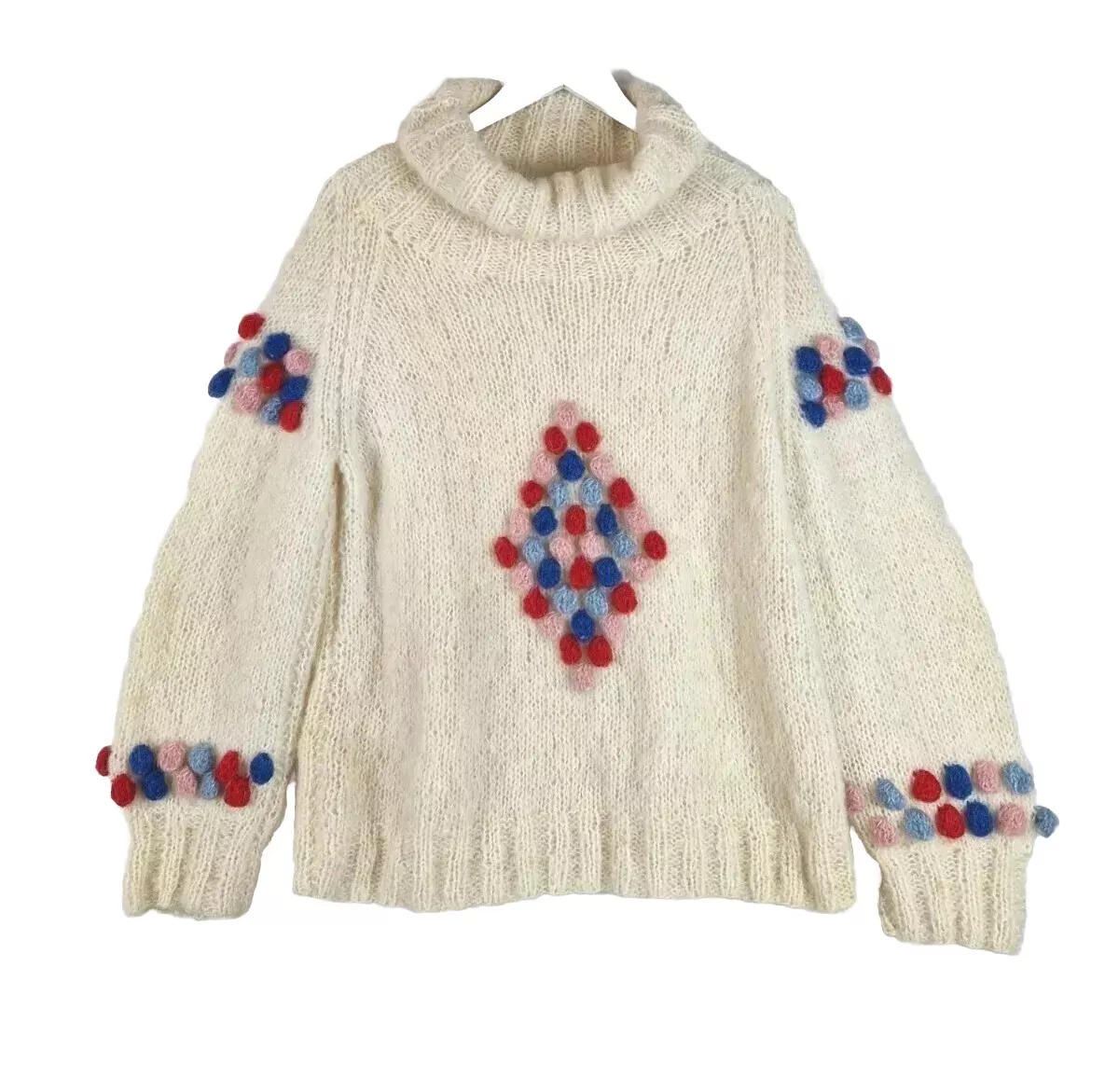 Cream oversized clearance roll neck jumper