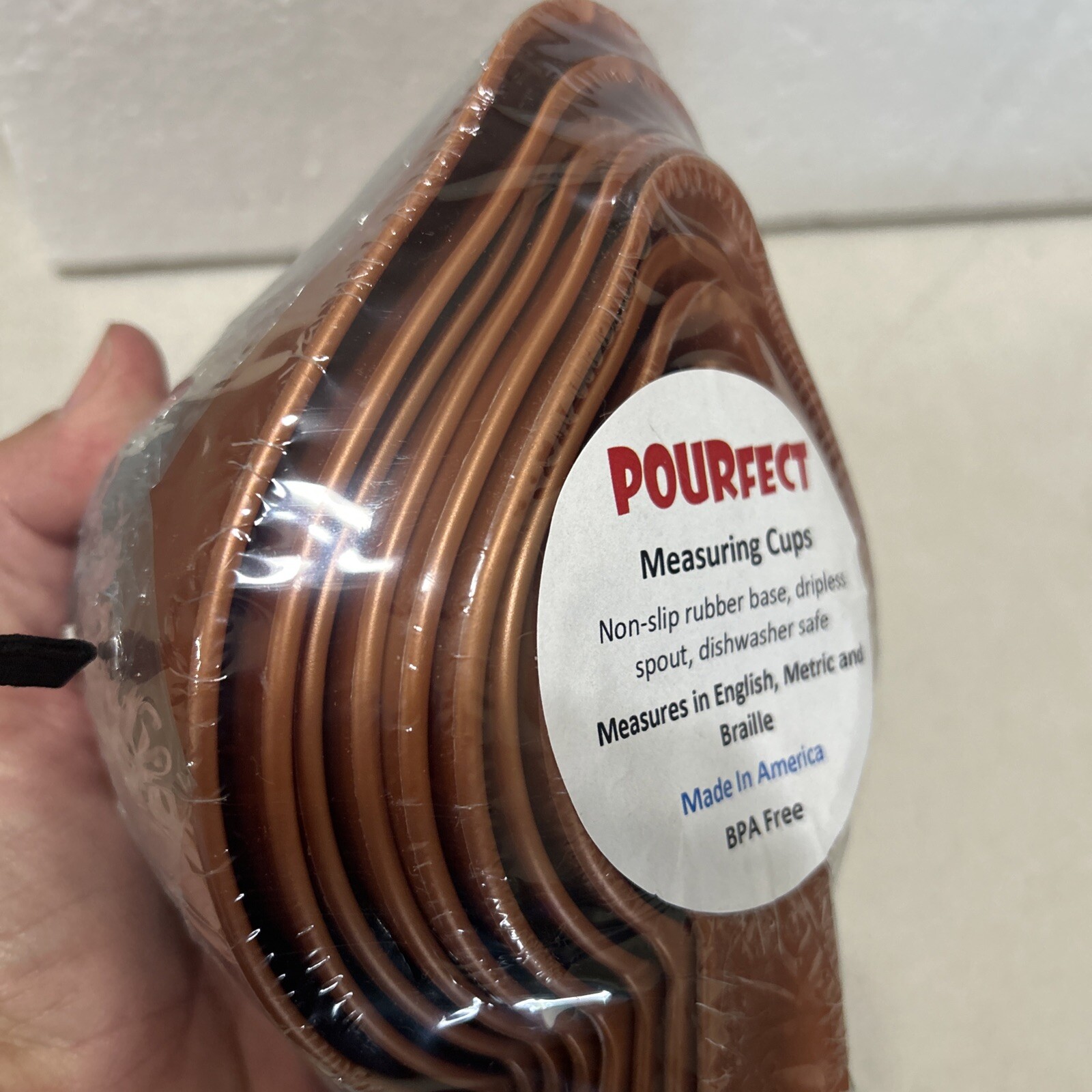 Pourfect Measuring Cup Set Satin Copper Brown 9 Piece 1/8 To 2 Cups USA