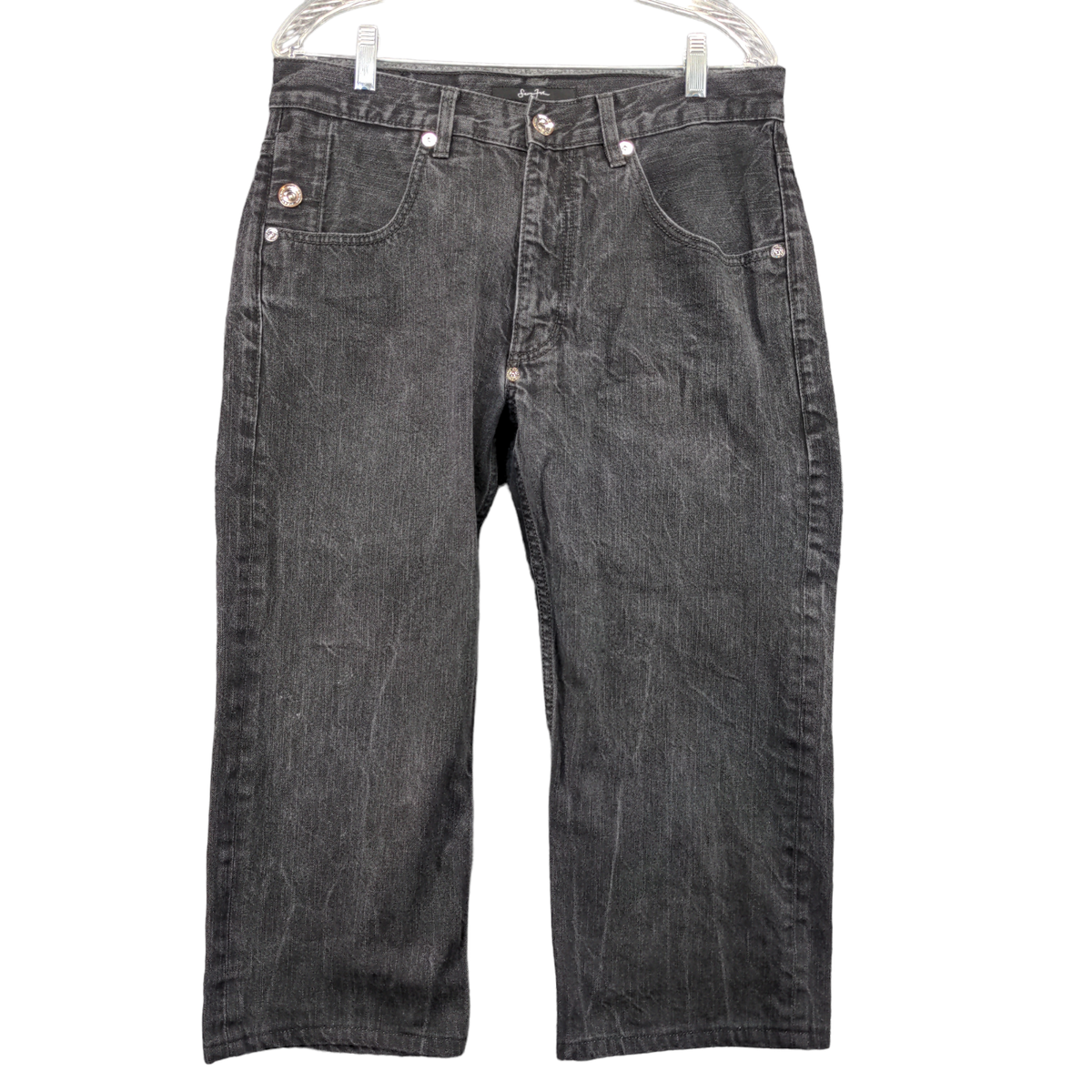 Sean John Cropped Capri Jeans Womens 32x22 Black Washed Denim