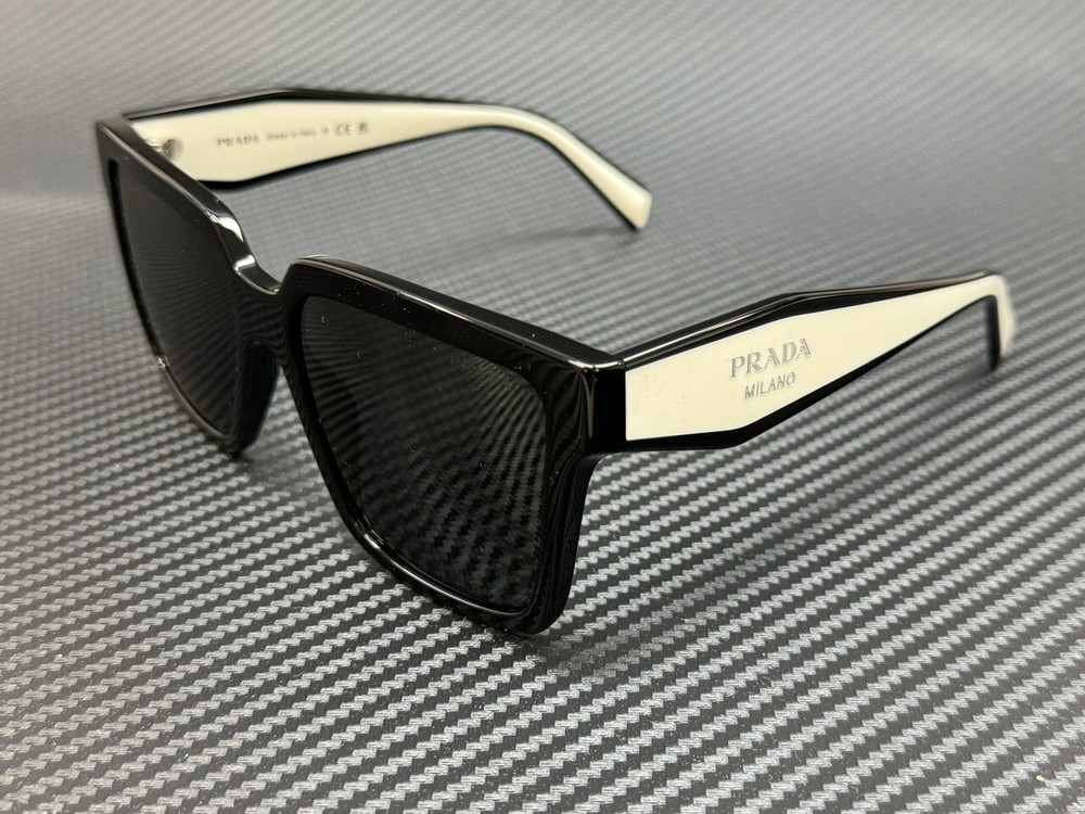 Prada PR 24ZS 1AB5S0 Black Grey Women's 56mm Oversized Sunglasses