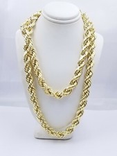 10k Yellow Gold Rope Chain Necklace 18-30 Men Women 4mm-10mm Real Gold Sale