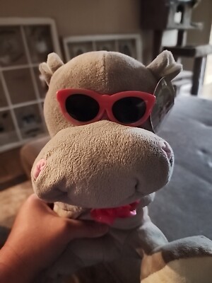 K&k Sales Valentines Hippo 10'' With Pink Sunglasses