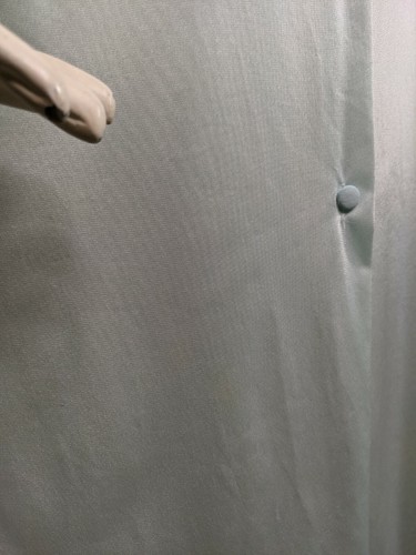Vintage Morgenmantel Sears Morgenmantel blau Nylon Knöpfe Retro Spitze Rüschen M - Bild 7 von 11