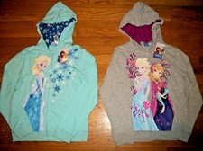NWT DISNEY FROZEN ANNA ELSA SNOW QUEEN RUFFLE HOODIE TOP JACKET GIRL SZ XL 14 16
