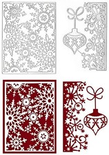 Christmas Snowflake Metal Die Cuts, 2Pcs Rectangle Frame Die Cuts Christmas L...