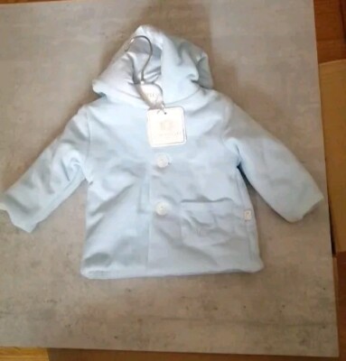 Caramelo Kids Baby Boys Sky Blue Velour Hooded Jacket 6-9 Months New