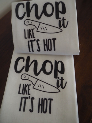 Chef s CHOP IT LIKE IT'S HOT Fun Kitchen Dining Bar Dish Towel Set of  2 NWT