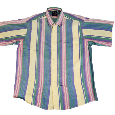 Salty Dog Mens Button Down Shirt Size XL Multicolor Striped Half Sleeve #1733