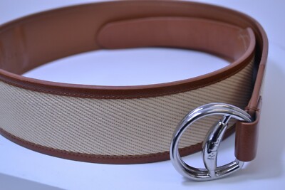 Lauren Ralph Lauren Light Brown D Rings Canvas 2 1/2'' Wide 45'' Belt