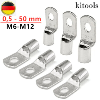 50/10x Ringkabelschuhe Blank M6-M12 0,5 - 50 mm² Ringösen Kabelschuhe unisoliert