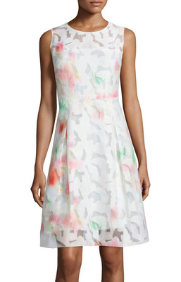 ELIE TAHARI 'Dorinda' ~ Ivory Floral Burnout Shift Party Dress 10 NEW $448