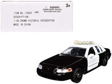 Ford Crown Victoria Police Interceptor Black and White 1/43 Diecast Model Car by
