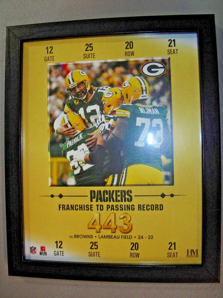 Aaron Rodgers #12 QB Highland Mint NFL Green Bay Packers TD Passing Record NUEVO Foto 3 de 4