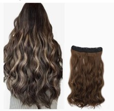 18" Hair Extensions Adjustable Size, Wavy Fishing Line Whole Piece, Light Brown