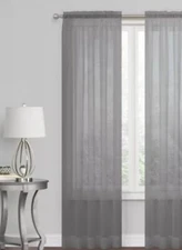 Simply Essential Charcoal Sheer Curtain Panel 54" x 63"