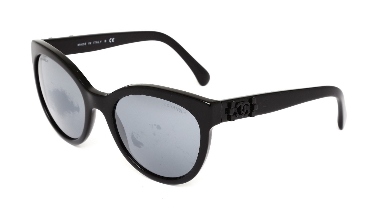 CHANEL 5315 C.501/26 Women's Black Sunglasses 0342 Mirrored Cateye