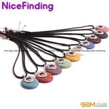 40mm Coin Lava Stone Volcano Pendant Necklace Fashion Jewelry Man Women Gift 18"